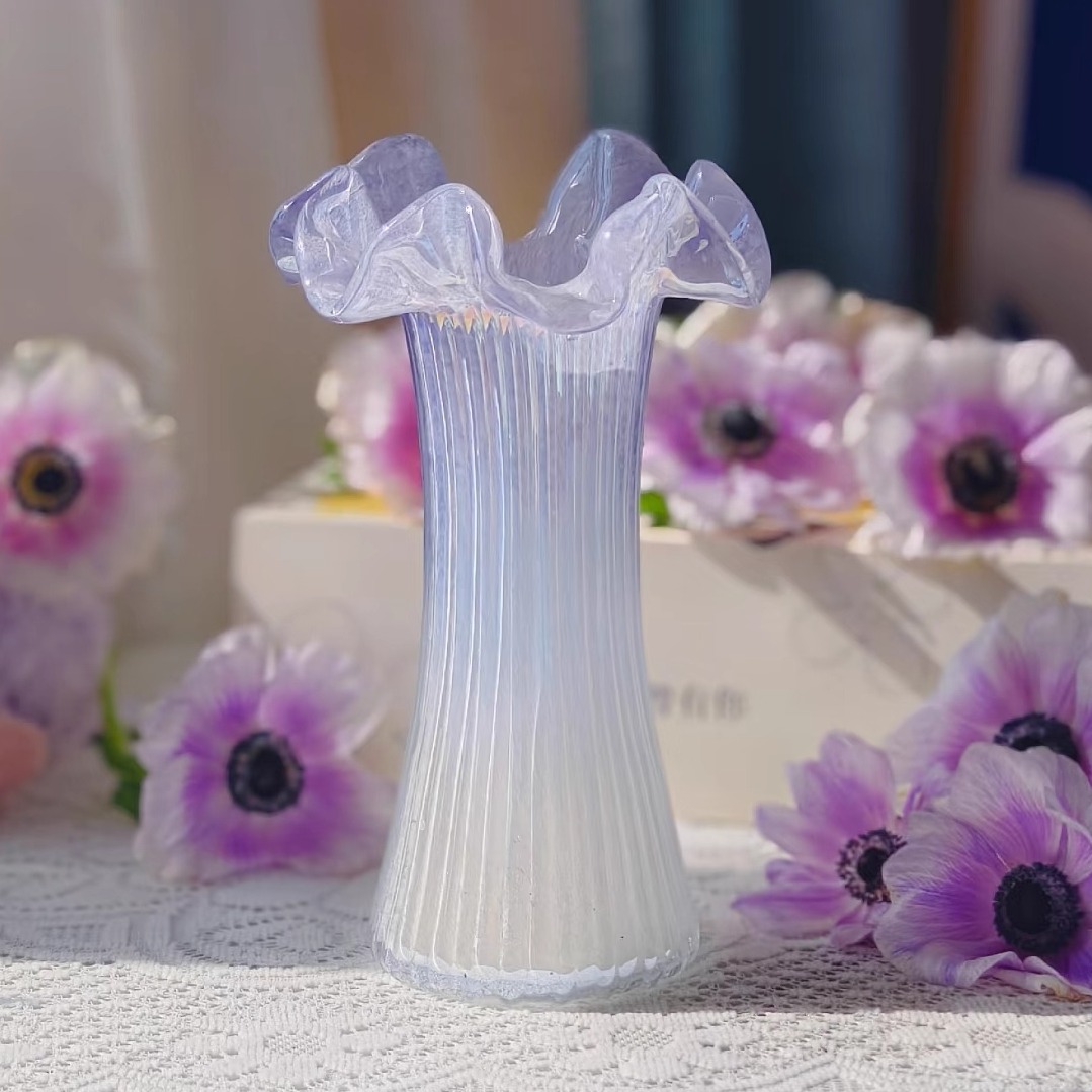 星黛露紫白渐变珠光褶皱手工花瓶