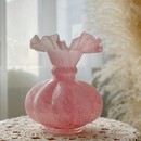 饰摆件 中古柔美亮瓷粉色南瓜形芬顿手工玻璃花瓶水养插花器家居装