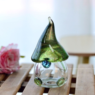 翘脚巫婆帽圣诞老人格格巫蘑菇头纯手工玻璃可爱摆件拍照摄影道具