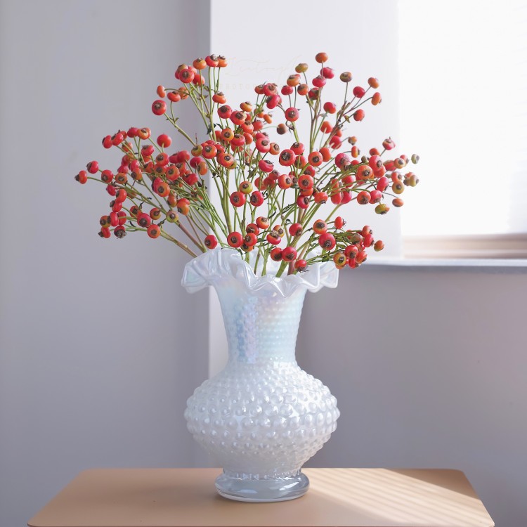 中古vintage芬顿珠光珠点白花瓶