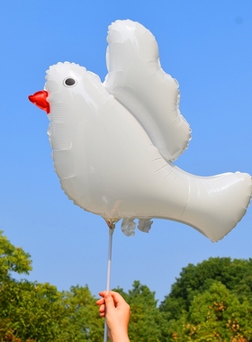 白色和平鸽子气球手持棒户外野餐学校幼儿园活动运动会拍照道具