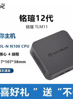 MAXSUN铭瑄 TLM11 N100 桌面微型软路由4K办公迷你小主机台式机