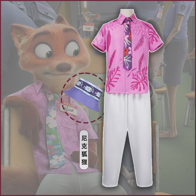 疯狂动物城cos服 尼克狐狸兔子警官朱迪狐尼克花衬衫 cosplay服装