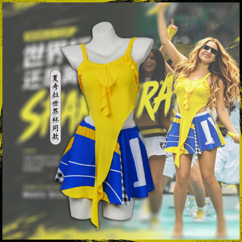 夏奇拉世界杯同款打歌服cos 夏奇拉同款拉拉队服世界杯主题曲服装
