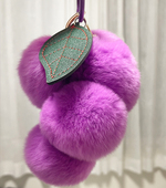 真獭兔毛绒葡萄串皮草毛毛球水果公仔包包挂饰汽车钥匙扣挂件礼物