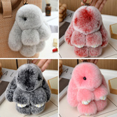 真獭兔毛皮霜色邦尼小兔子毛绒玩偶挂饰复活节兔子公仔挂件钥匙扣