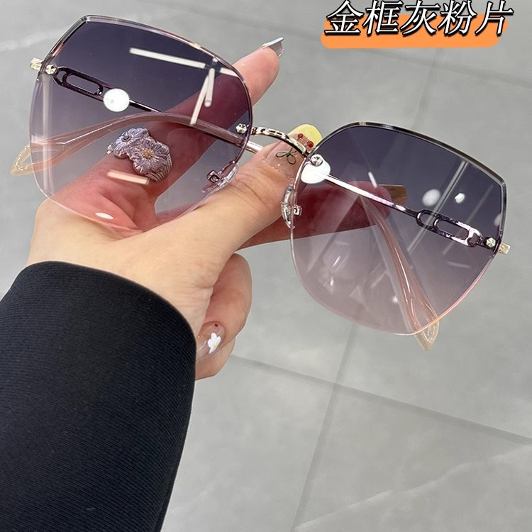 韩国GM无框切边墨镜女高级感显脸小防晒太阳眼镜防紫外线可配近视