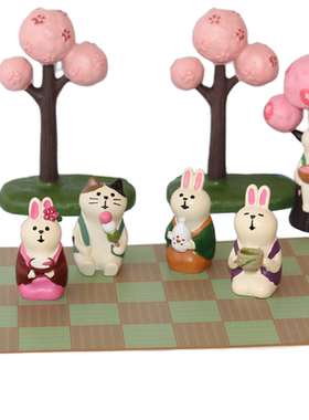 创意zakka日式杂货 三毛猫皇室兔子树脂工艺品 家居场景动物摆件
