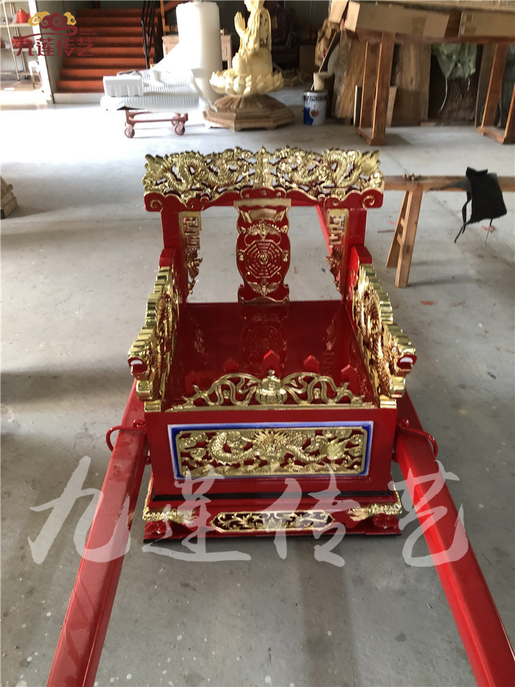 神明轿香樟木古典锦雕出游轿子