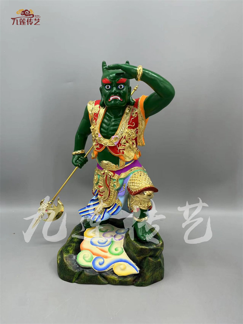 千里眼顺风耳香樟木手工漆线雕古典家居佛堂寺庙供奉人物神像摆件