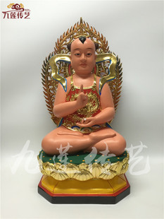 木雕人物神像金英祖师金英童子香樟木漆线雕传艺木雕家居供奉摆件