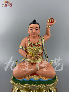 木雕金英祖师金英童子人物神像香樟木手工漆线雕传艺木雕供奉摆件