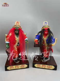 木雕人物神像枷锁将军枷爷锁爷金银将军古典香樟木漆线雕传艺木雕