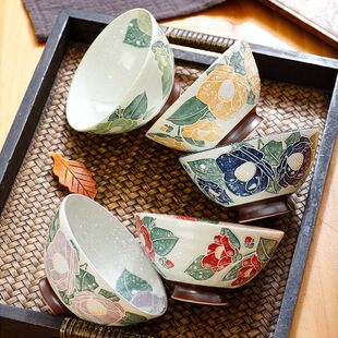 进口美浓烧家用日式 小碗4.5英寸釉下彩饭碗5英寸陶瓷餐具乔迁礼物