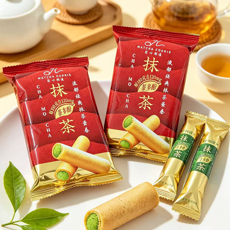 好邻居抹茶味蛋卷酥脆零食袋装散装婚庆喜饼休闲办公室零食