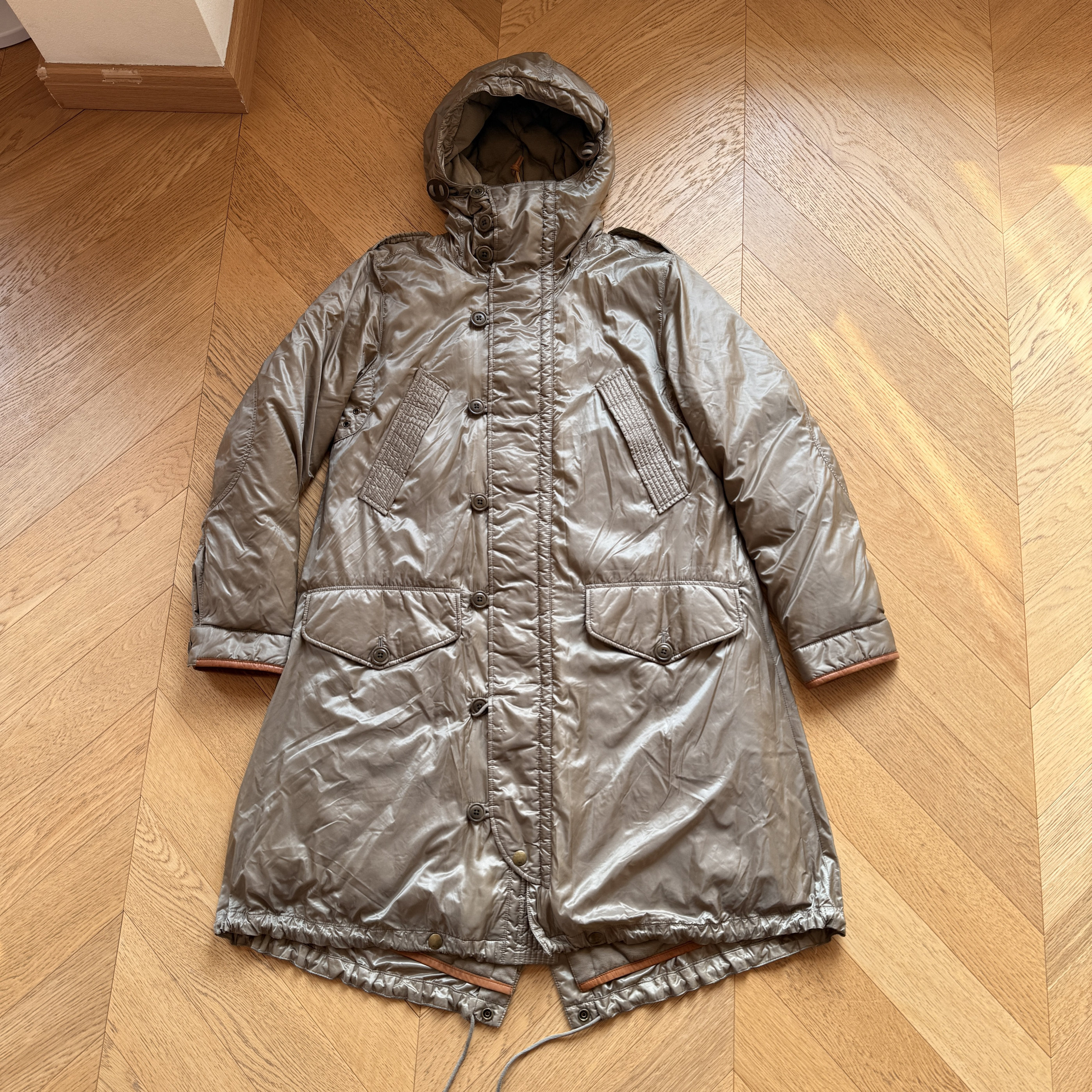 RL女款超轻柔软牛皮拼接parka羽绒服外套