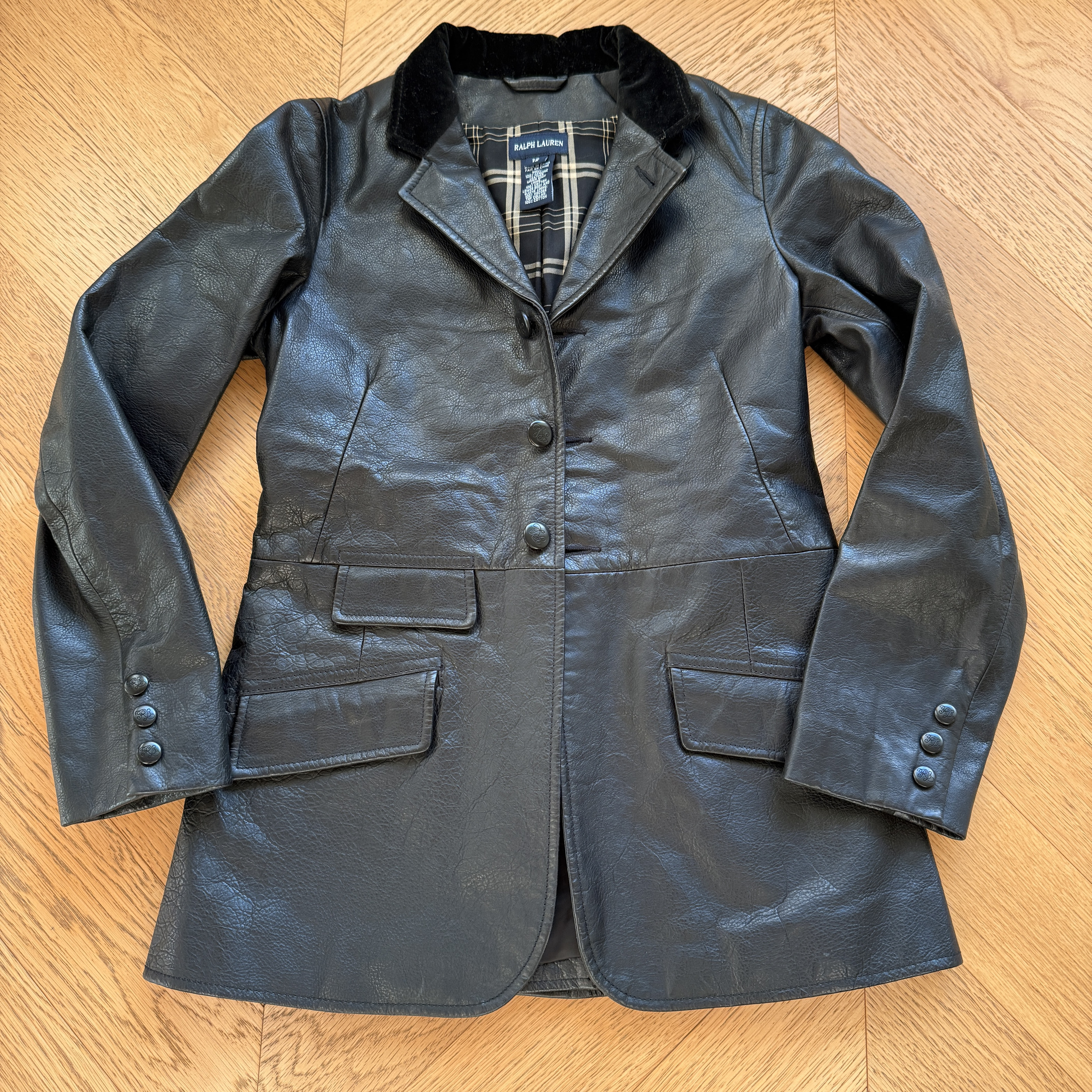 RL早期女款牛皮复古sportcoat户外运动皮衣西装夹克