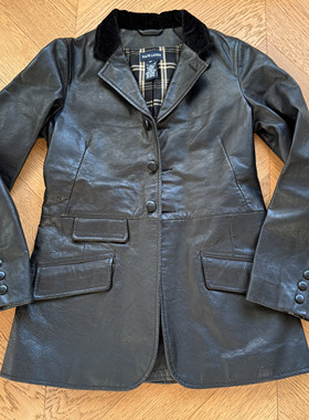 RL早期女款牛皮复古sportcoat户外运动皮衣西装夹克