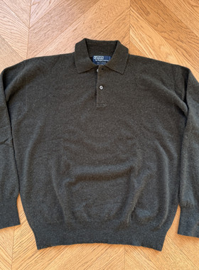 RL早期老款全羊绒全新套头翻领针织衫毛衣外套