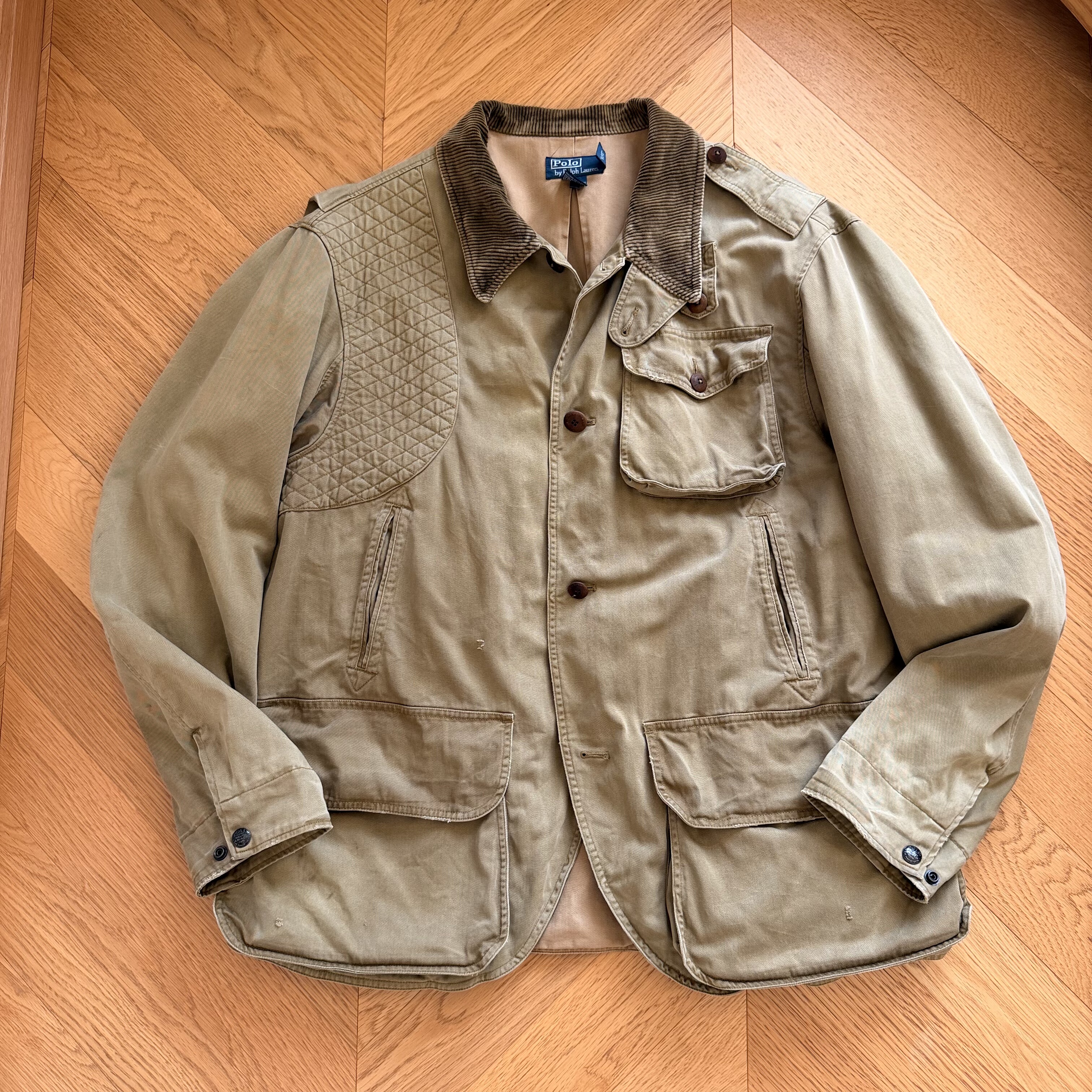 RL早期海报款复古重磅水洗做旧磨破户外运动猎装夹克外套