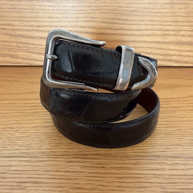 RL早期意大利产复古三件套纯银西部鳄鱼皮腰带皮带