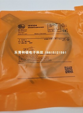 电感式接近开关IE5324四针M12插头IEB3002BBPKG/0,8M/FH/US100DPS
