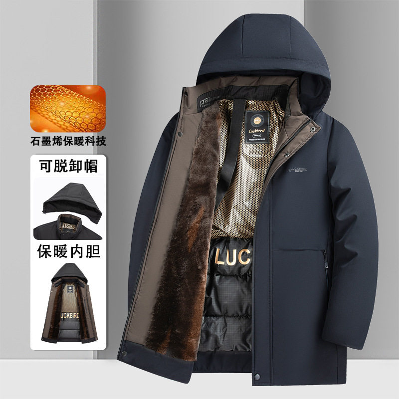 男士装棉袄中老年人冬季外套加绒加厚棉衣男爷爷大衣爸爸新款棉服