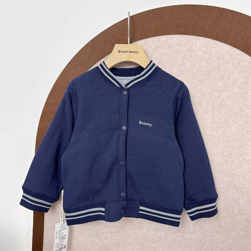 小黑托昵冬款男童夹棉衣校服神器保暖上衣棉内胆棉袄开衫棉服外套
