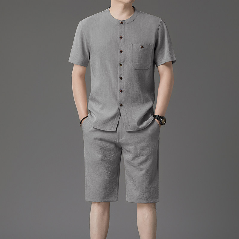 2026夏季新款套装时尚百搭衬衫短袖短裤套装男透气中老年爸爸装商,男装,时尚套装,淘宝优惠券,粉丝福利购,淘宝优惠卷