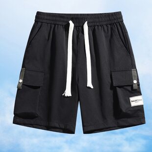 夏季工装短裤男生日系多袋潮流直筒中裤机能五分裤男生中裤美式男