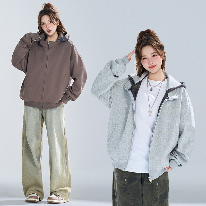 2025优续美式重磅开衫卫衣男女春秋季2025新款宽松休闲青少年连帽