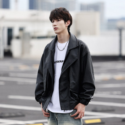 8805新款皮衣男士皮夹克春秋款机车服休闲外套韩版潮流修身帅气青