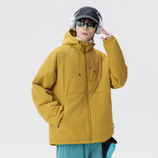 美式纯色连帽轻薄棉服冬季保暖绵羊毛外套轻量化气绒平替保暖学生