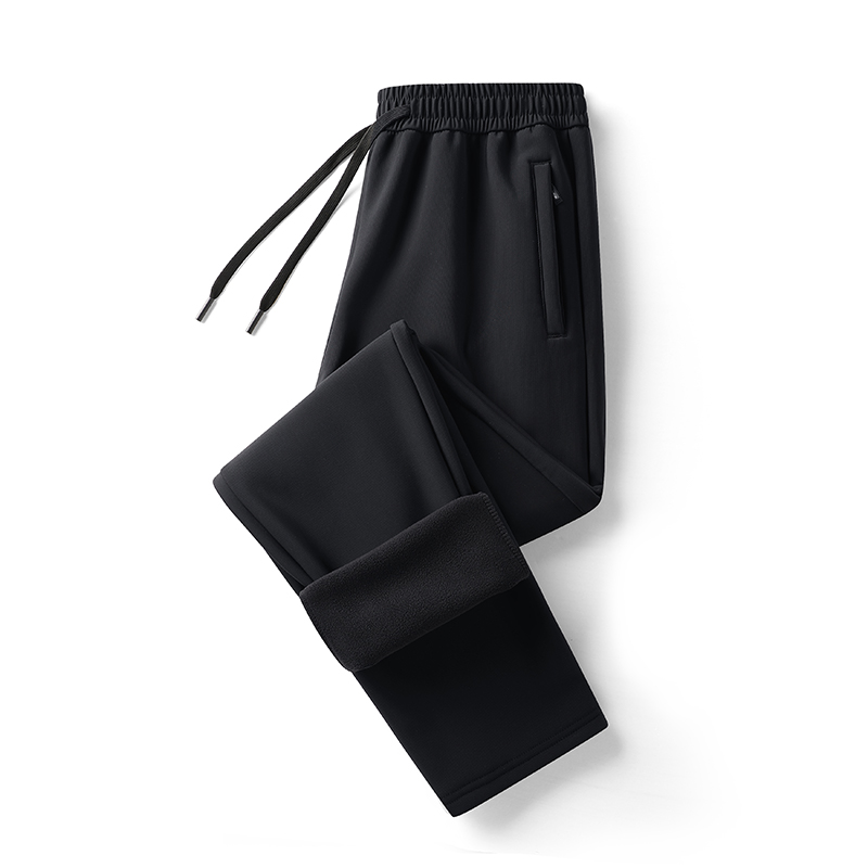 2025新款冬季加绒运动休闲裤男女同款加厚羊羔绒卫裤男士松紧腰束