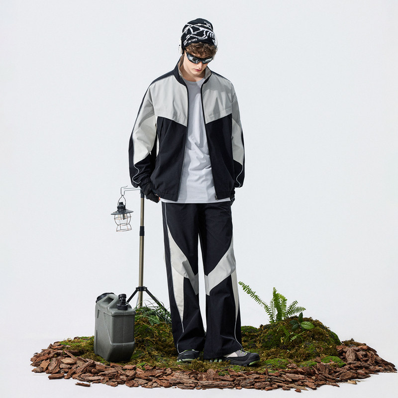 2026男士拼色夹克春季新款宽松情侣 立领工装休闲运动套装,男装,休闲运动套装,淘宝优惠券,粉丝福利购,淘宝优惠卷