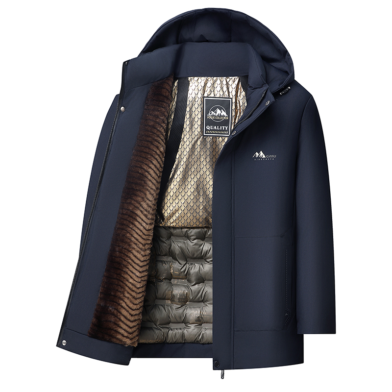 爸爸冬装外套中年男士棉衣加绒加厚爷爷冬季中老年保暖羽绒棉袄夹