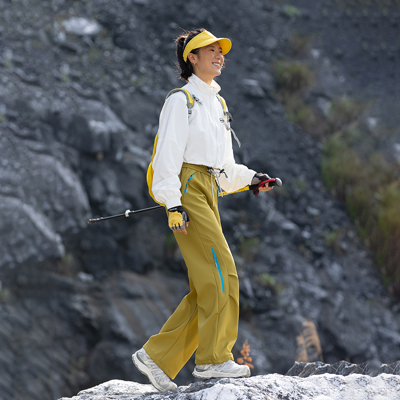 izexx  户外三防解构机能冲锋裤男女宽松直筒阔腿裤子冬季加绒加