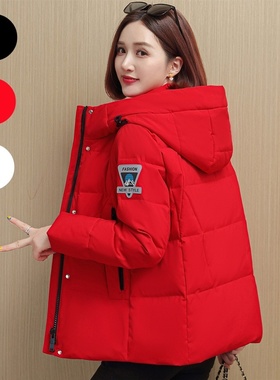 波斯顿中国红羽绒服女款加厚波士顿官方旗舰店本命年大红色短款女