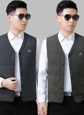 波斯顿轻薄羽绒服马甲男款内胆波士顿官方旗舰店V领男士薄款背心