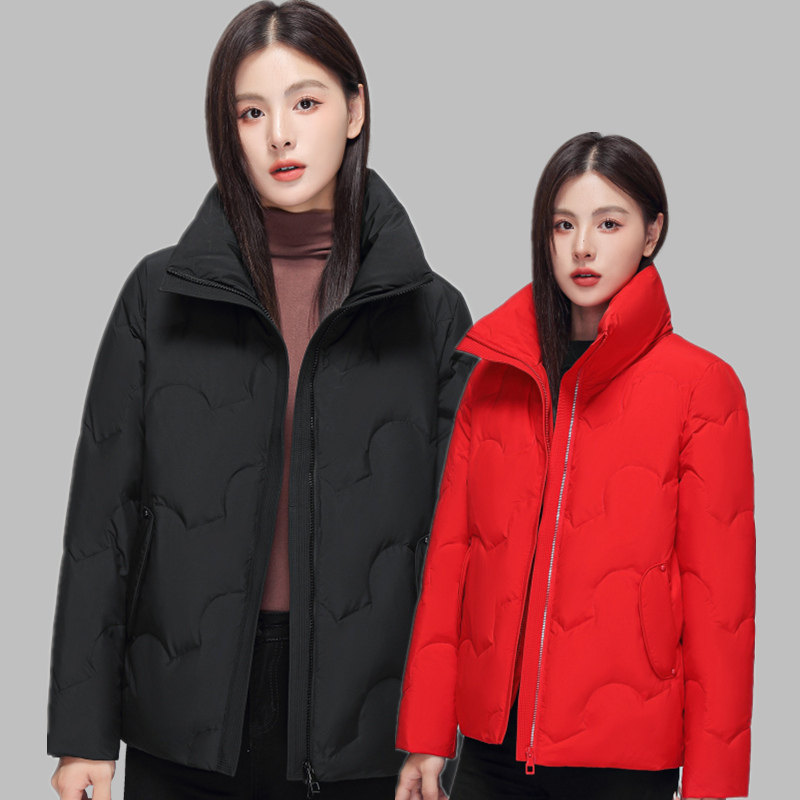 波斯顿轻暖羽绒服女款立领波士顿官方旗舰店本命年大红色短款外套