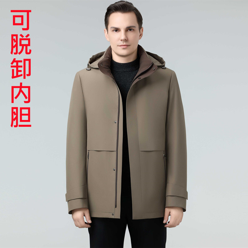 波士顿旗舰店兔毛内胆羽绒服中长