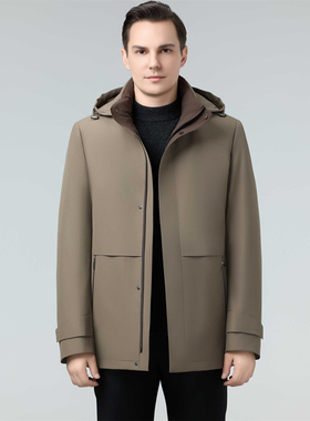 波斯顿羽绒服男款加厚脱卸真兔毛内胆波士顿官方旗舰店男士中长款