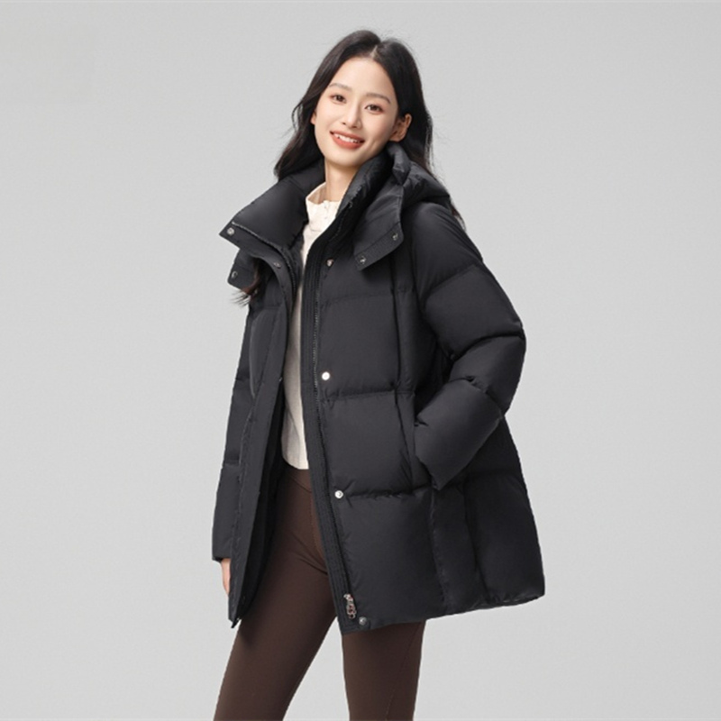 波斯顿羽绒服女款宽松中长款波士顿官方旗舰店女士加厚连帽立领潮