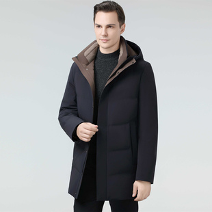 波斯顿羽绒服男款加厚中长款波士顿官方旗舰店正品男士连帽立领