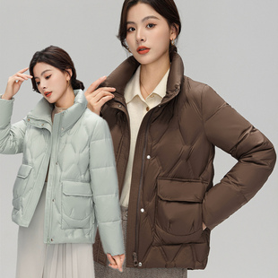 波斯顿轻暖羽绒服女士短款立领波士顿官方旗舰店正品牌女款中国红