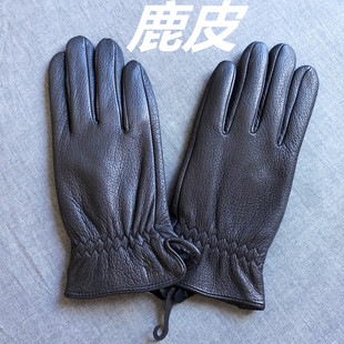 新款鹿皮手套男秋冬季保暖加厚时尚商务真皮手套男士分指开车骑行