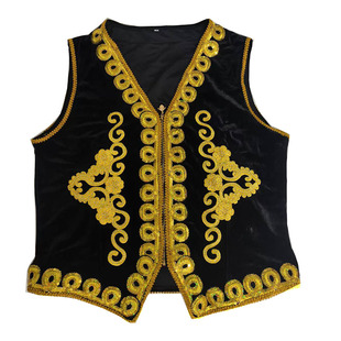 新疆舞蹈服装男款麦西来普马甲广场舞背心少数民族服装