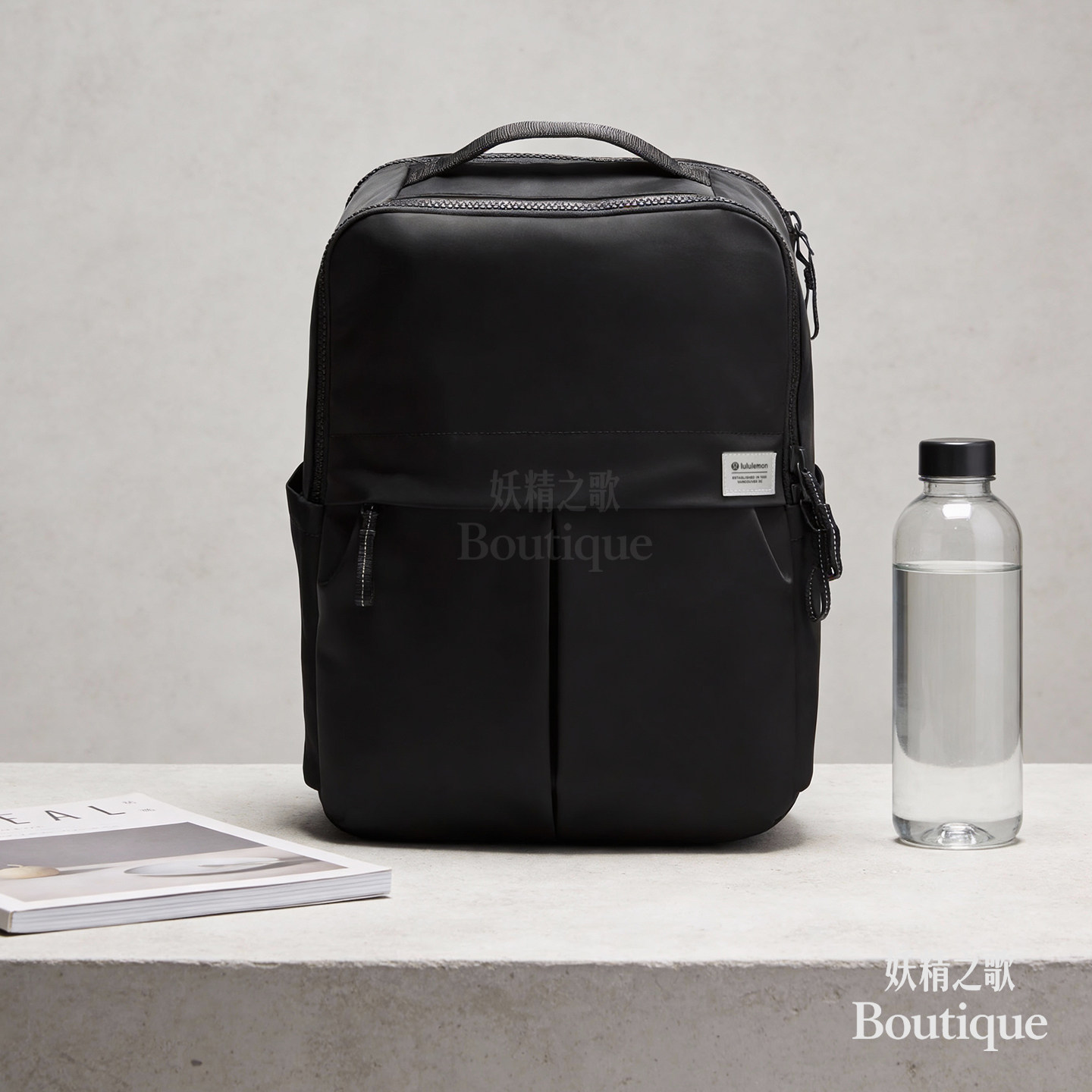 lululemon 黑色双肩包男女 21L 防水轻便通勤书包背包 LU9CTTS