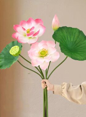 高仿真荷花假莲花荷叶水池布置