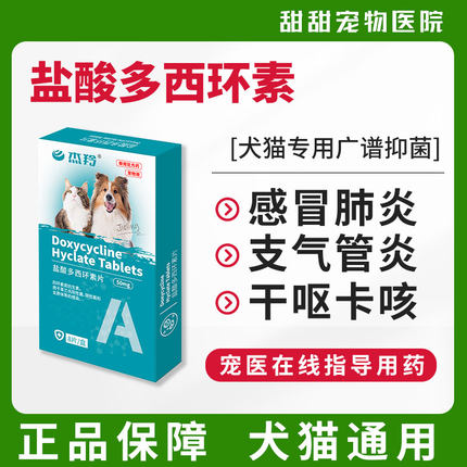 犬猫盐酸多西环素片狗狗鼻支治疗宠物咳嗽猫咪感冒犬窝咳